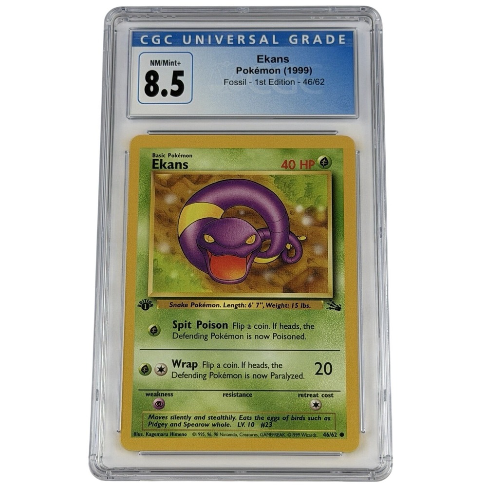 Pokemon Ekans 1st Edition Fossil 46/62 CGC 8.5 Blue Label TCG 1999 WotC Vintage
